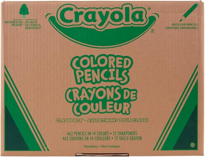 Crayola Colored Pencil Classpack (462ct), Bulk Colored Pencils, 14 Assorted Colors, School Supplies for Teachers, Ages 3+