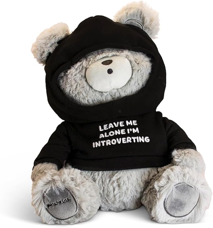 Teddy Bear Plushie - Leave Me Alone, I'm Introverting Sassy Stuffed Bear, Gift for Introverts, Teddy Bear Toy for Gifting