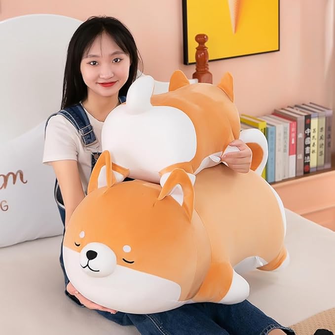 Chubby Plush Shiba Inu Toy Pillow Stuffed Animal Dog Akita Plush Pillow Toy Hugging Pillow for Kids and Girls(70cm/27.5in)