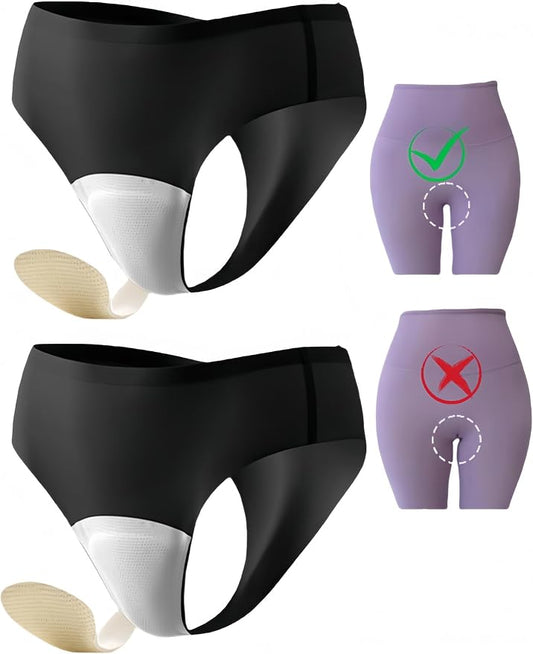 Seamless Anti Embarrassment Workout Underwear | No-Show Invisible Thongs, Smooth Contour Proof Intimates, Cameltoe Concealer Clothing Layer