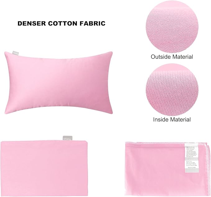 Thmyo 4-Pack 100% Cotton Lumbar Comfortable Solid Decorative Throw Pillow Covers Rectangle Cushion Cover Sublimation Blank DIY Pillowcases for Sofa(Only Covers,No Pillows)(12x20inch/30x50cm,Pink)
