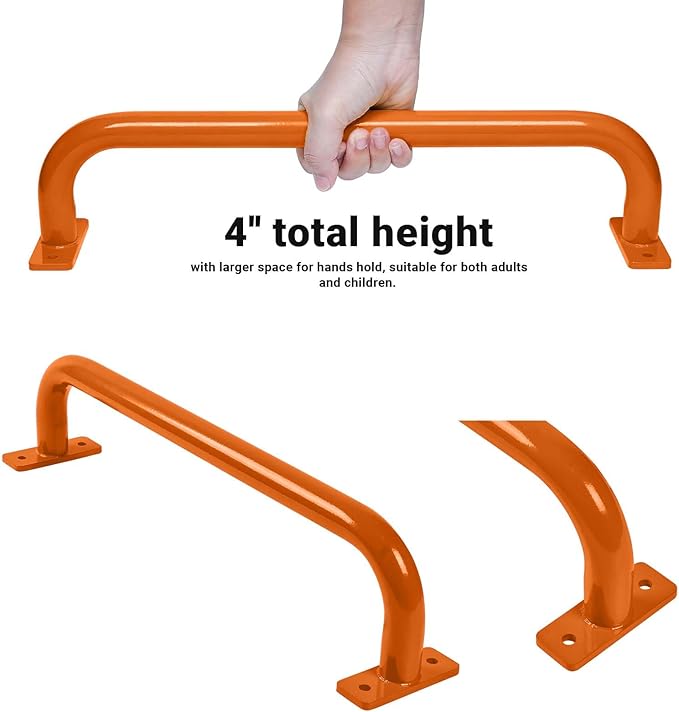 ESPETS 17 Inch 6 Pieces Orange Safety Handles for Playground Equipment - Swing Set Attachment Grab Handle, Playset Accessories Hand Grips, Indoor Monkey Bars for Kids