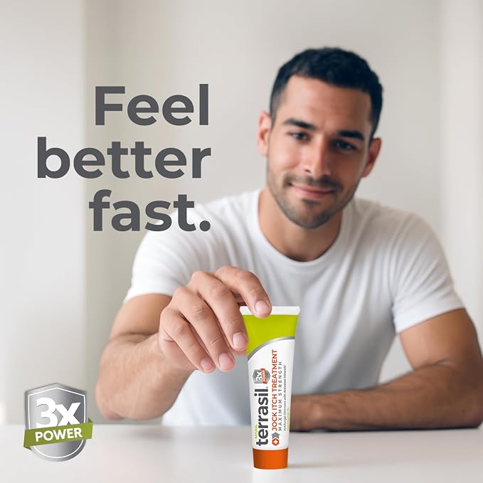 terrasil Jock Itch Cream Max, Clotrimazole 1% Antifungal, 1oz | Clinically Proven 1% Clotrimazole. Fast Relief of Jock Itch Rash, Burning & Itching for Men & Women. Soothing Formula
