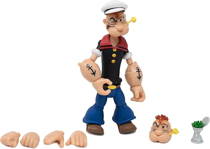 Boss Fight Studio Popeye Classics Set of 4 Villain Action Figures - Popeye, Bluto, Sea Hag, & The Goon - Highly Articulated Collectible Figurines with Accessories, Alternate Heads and Hands - 1:12