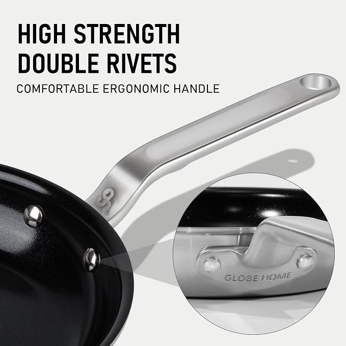 12 Inch 5-Ply Ceramic Nonstick Frying Pan | PTFE/PFOA/PFAS-Free, Oven Safe up to 650°F, Induction Ready, Easy to Clean, Even Heat, For Large Families