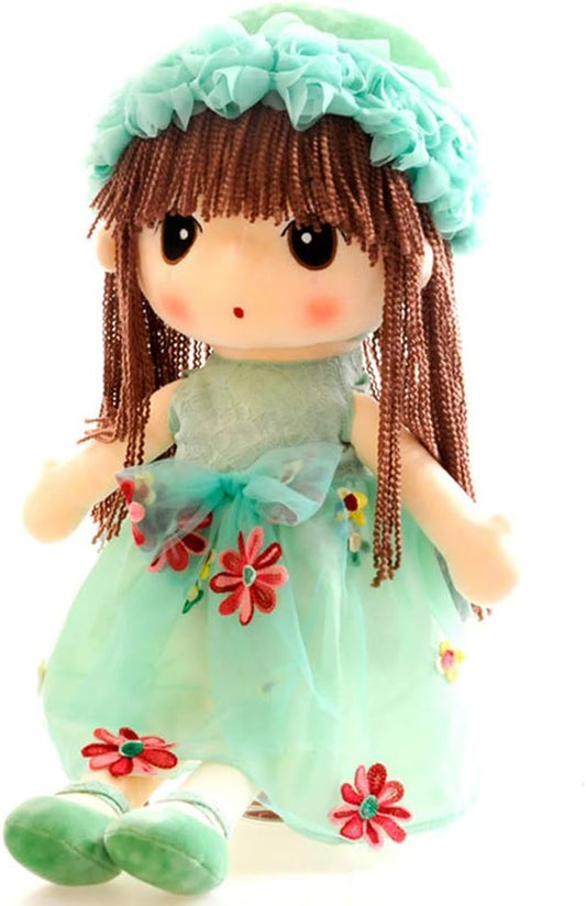 Tvoip Tulle Skirt Princess Plush Toy Phial Dolls Children Girls Doll Cute Little Girl Dolls, 18 Inch (Green)