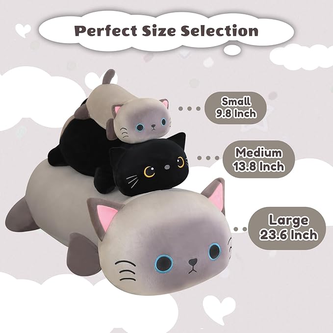 Weighted Siamese Cat Stuffed Animals, Cute Weighted Siamese Cat Plush, Soft Stuffed Weighted Plushie Pillow Gifts for Girls Boys(23.6" 3.1Lbs)