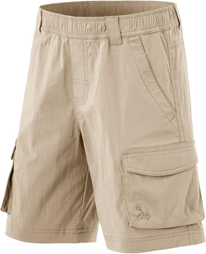 CQR Kids Youth Pull on Cargo Shorts, Outdoor Camping Hiking Shorts, Lightweight Elastic Waist Athletic Short with Pockets