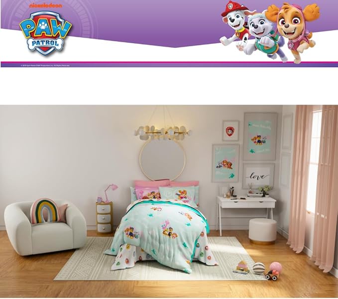 Paw Patrol Girl Skye Kids Bedding Super Soft & Cozy Reverisble Microfiber Comforter and Sheet Set with Sham, 5 Piece Twin Size, (Officially Licensed Product) By Franco