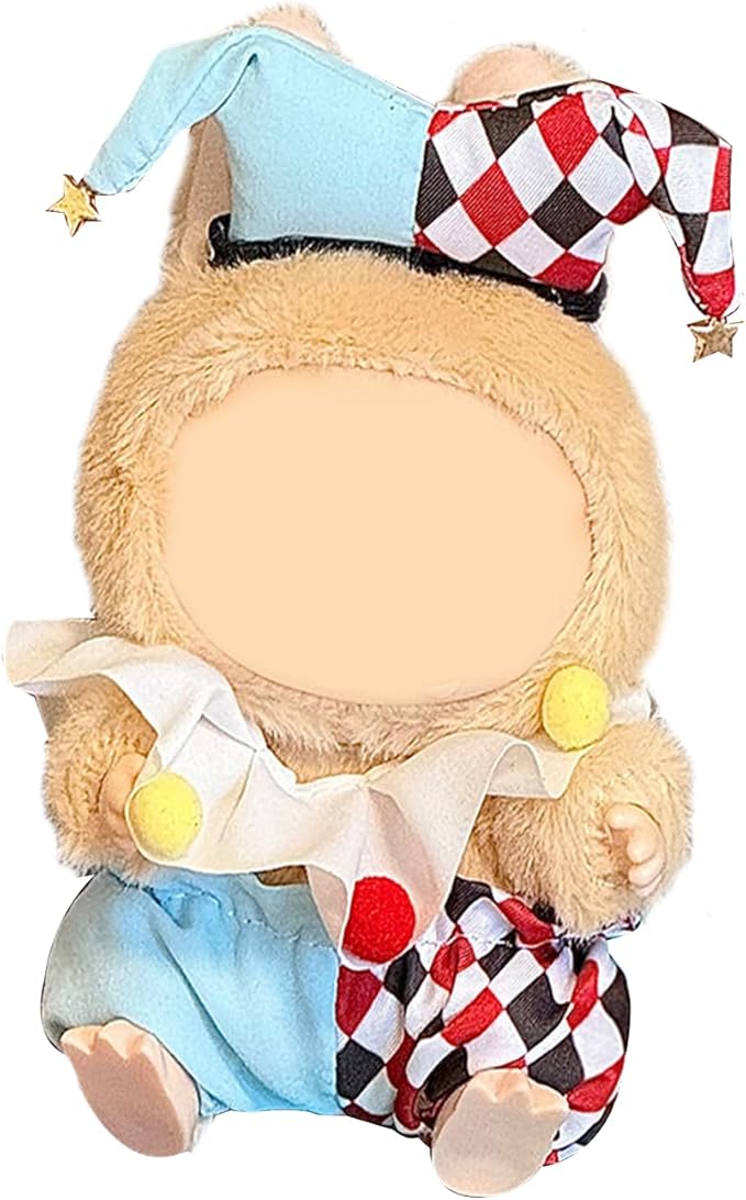 Clown Costume for labubu Dolls (15cm & 17cm Monster Keychain-Macaron/Have a seat/Energy). Clothing Accessories for labubu Clothes. Clownish Outfits for labubu Outfits.