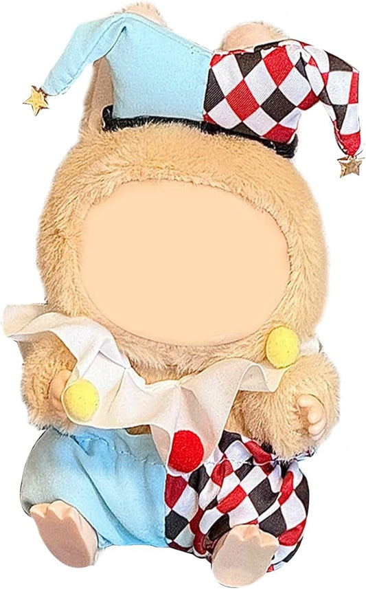 Clown Costume for labubu Dolls (15cm & 17cm Monster Keychain-Macaron/Have a seat/Energy). Clothing Accessories for labubu Clothes. Clownish Outfits for labubu Outfits.
