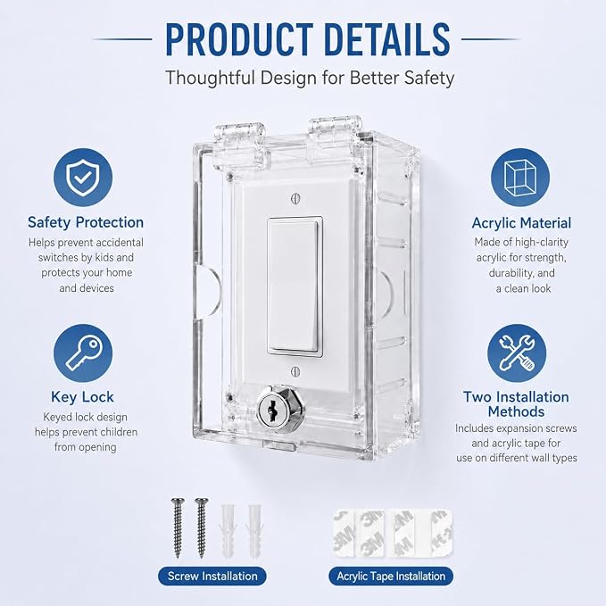 Baby Safety Outlet Cover Box, Outlet Covers, Plug Covers for Electrical Outlets, Socket Covers for Outlets Fit 5.9