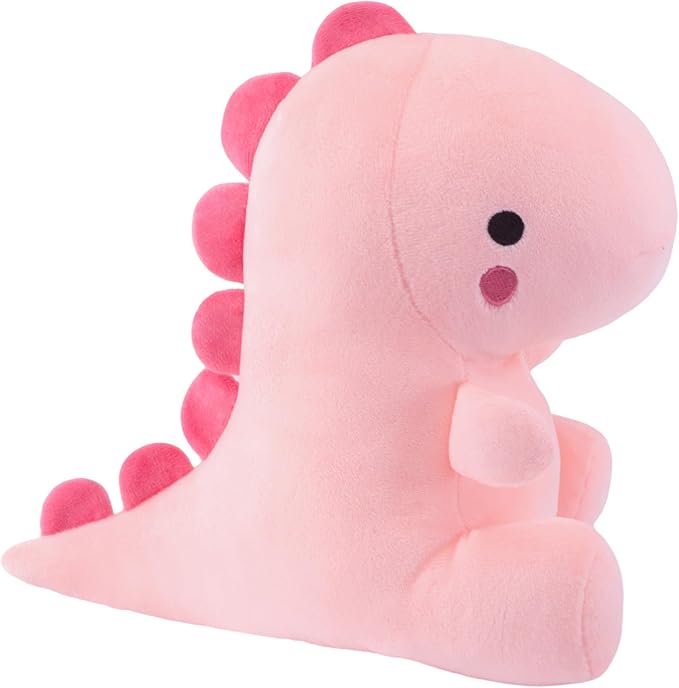 Plush Dinosaur Stuffed Animal, Cute Toys Anime Dinosaur Soft Throw Pillow Gift for Children Boys Girls Pink 10.6 inch