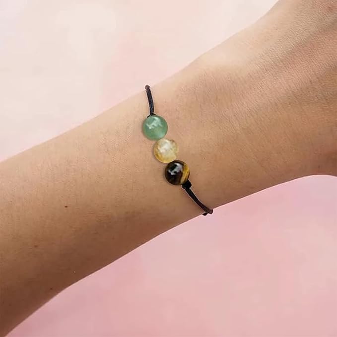 Healing Crystal Keychain Bracelet Set Healing Stones Anxiety Relief Natural Crystal Keychain for Women