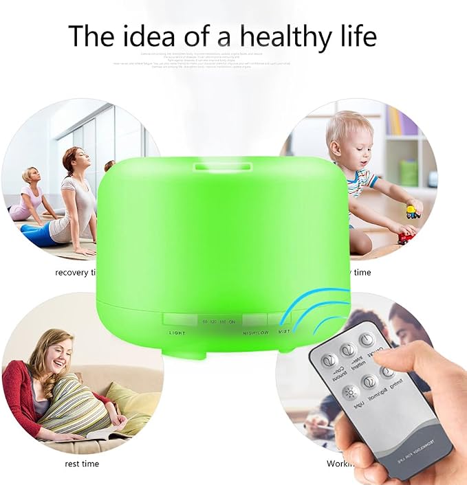 500ml Essential Oil Diffuser with Remote Control, Premium Ultrasonic Aromatherapy Diffusers Scent Humidifier Vaporizer Auto-Off Timer for Large Room Home, Yellow (White)