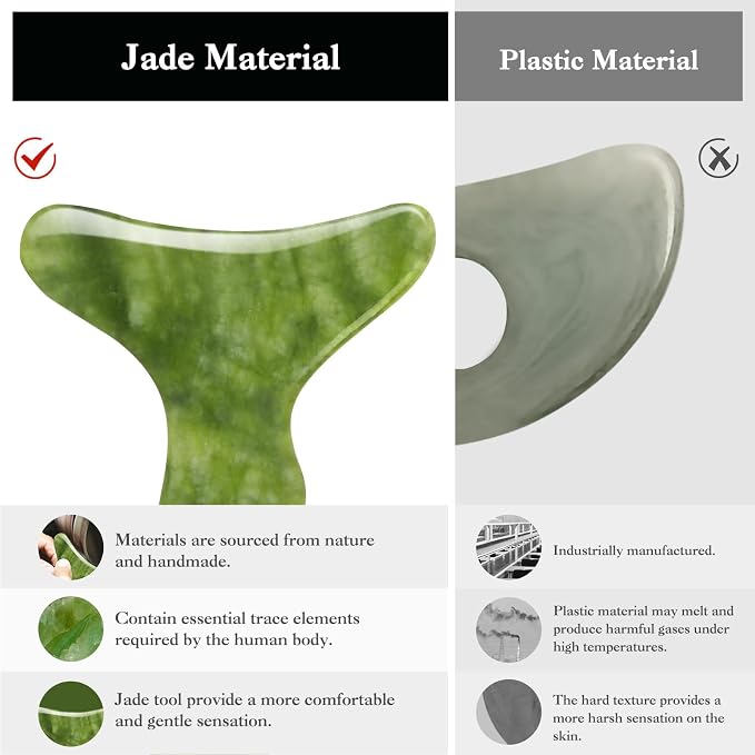 Jade Stone Large gua sha Massage Tool, Gua Sha Body Tool with Hand Grip, Muscle Scraping Massage Tools,Lymphatic Drainage Massager,Body Sculpting Anti Cellulite Tools for Men Women