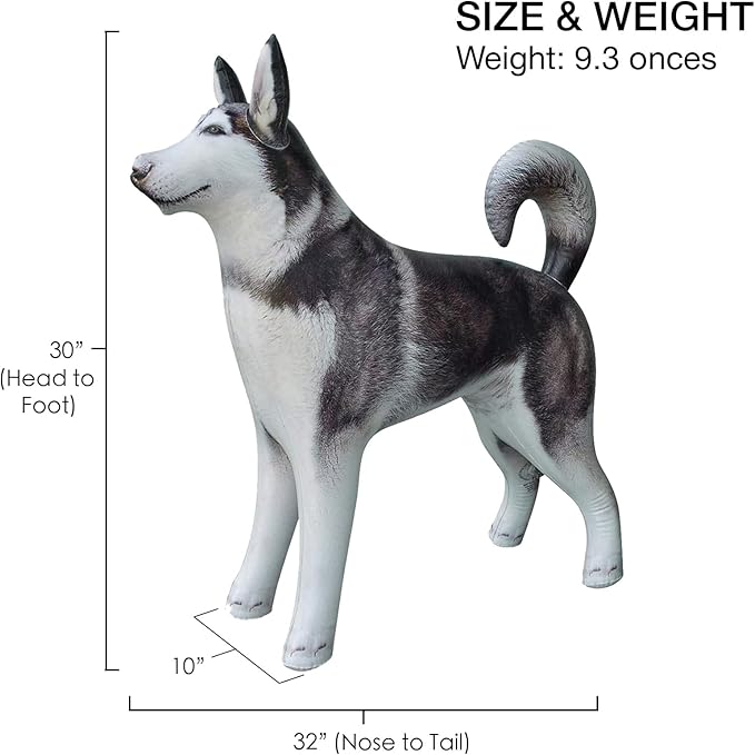 Jet Creations Husky Inflatable 32"L x 30"H – White & Black Dog Toy for Kids 3+, Halloween & Fall Decor, Birthday Party, Yard Display, Pool Play, VBS, Office, Sport Mascot, 1 PC