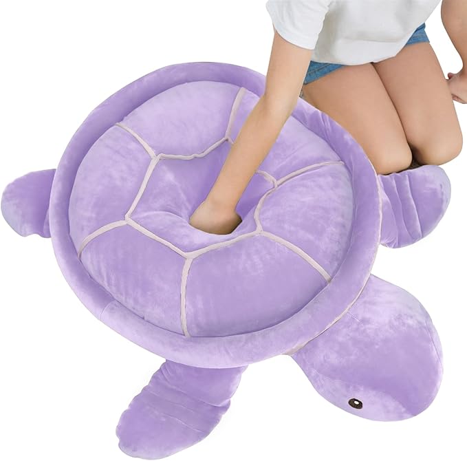 Dalmao 28 inch Big Sea Turtle Tuffed Animals Plush Toys, Large Ocean Turtle Giant Plushies Body Pillow, Gift for Kids Boy Girl Girlfriend, Birthday-Purple