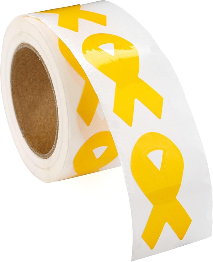 Gold Ribbon Stickers – Gold Ribbon Awareness Stickers Perfect for Childhood Cancer, Neuroblastoma Cancer and COPD Awareness, Events Decoration and Fundraising - 2 Rolls