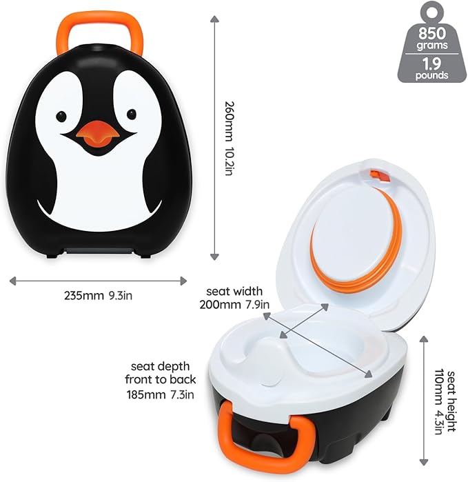 My Carry Potty - Penguin Travel Potty, Award-Winning Portable Toddler Toilet Seat for Kids to Take Everywhere