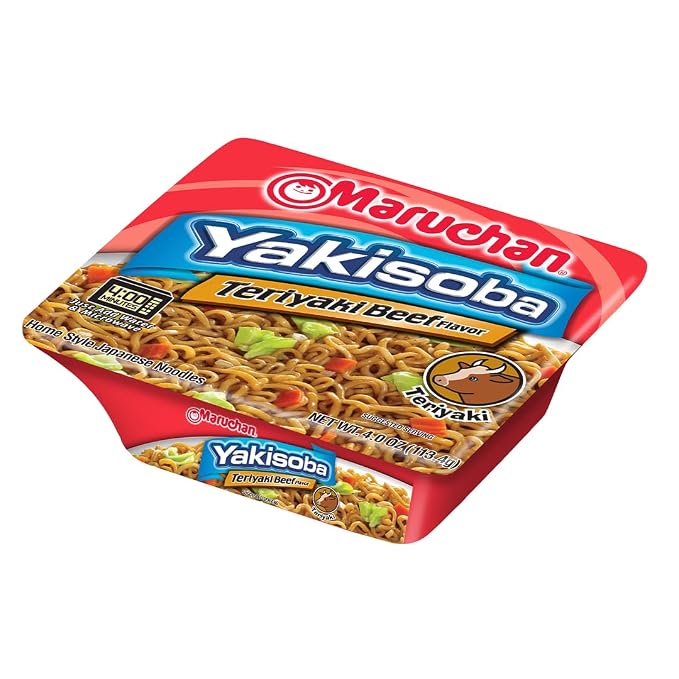 Maruchan Yakisoba Teriyaki Beef, Japanese Instant Ramen Noodles, 4 Oz, 8 Count (Pack of 2)