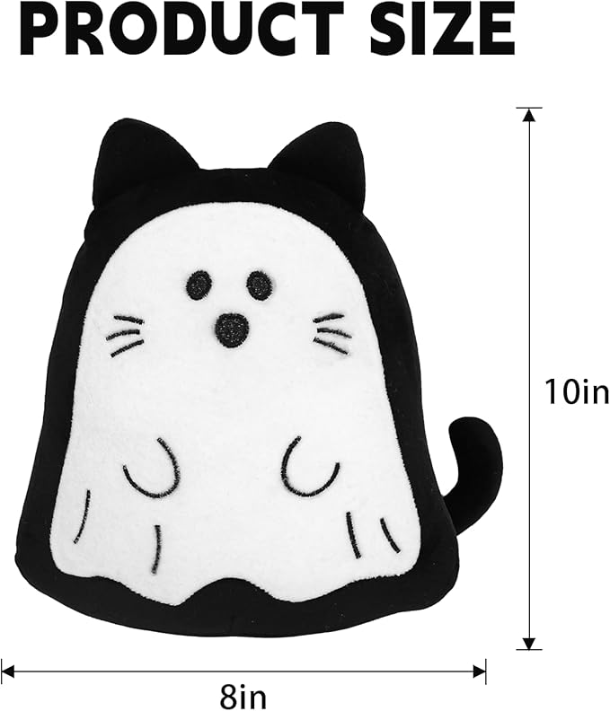 Halloween Cat Ghost Plush Cat Stuffed Animal Cute Halloween Plushies Pillow Soft Plushie Doll Gifts for Kid Decor (10 Inch)