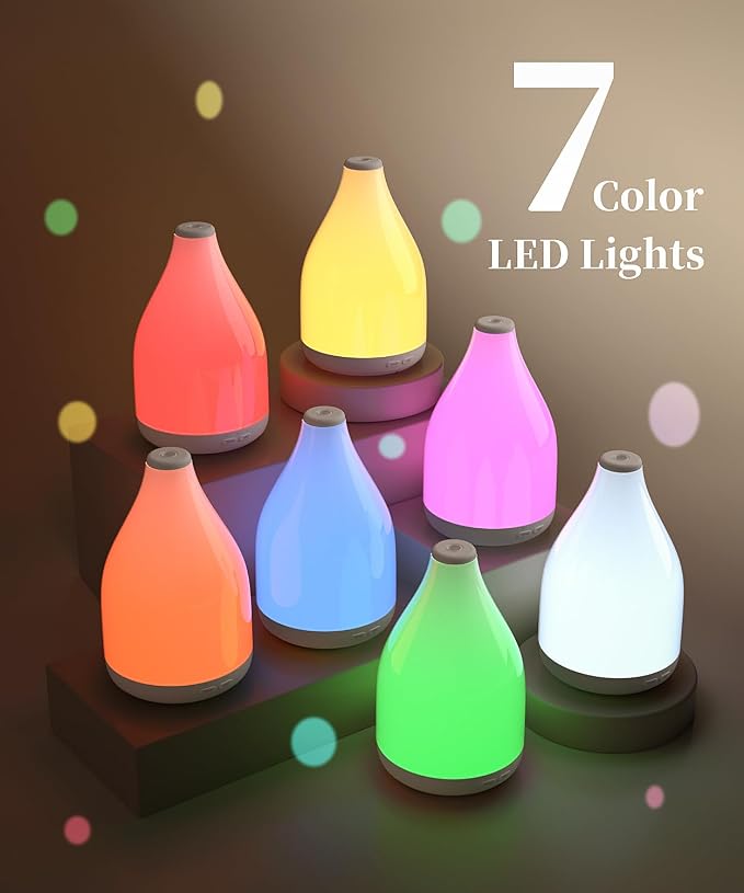Essential Oil Diffuser for Large Room, Modern Stylish Aroma Diffusers Home Decoration, 12 Hours Cool Mist Ultrasonic Humidifier, Colorful Ambient Light & 1-3-6H Timer Off, White