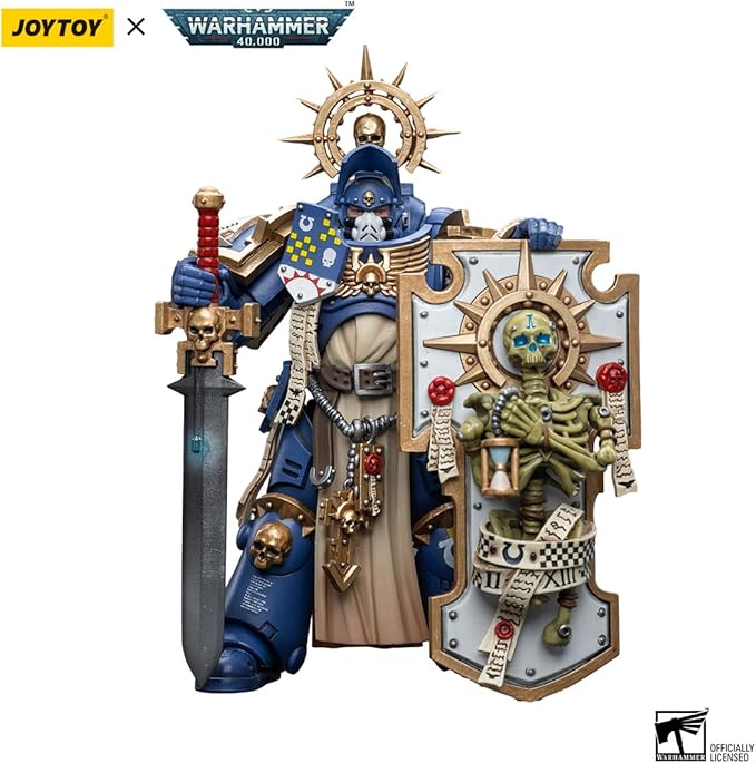 JoyToy Warhammer 40K 1/18 Action Figure Mecha Joy Toy Model Toys Ultramarines Primaris Captain with Relic Shield and Power Sword