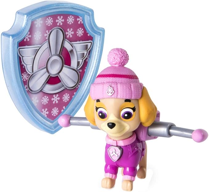Paw Patrol Snow Rescue – Skye with Transforming Pup Pack and Badge