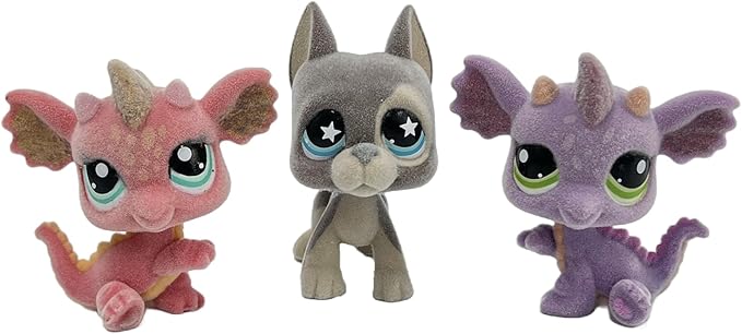3pcs/Set Custom Flocked Pet Shop Toys Short Hair Cat Kitten Collie Great Dane Cocker Spaniel Dachshund Puppy Dog OOAK Compatible with LPS (#2484 and #2660 and #817)