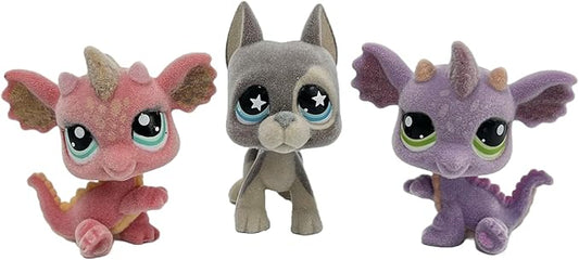 3pcs/Set Custom Flocked Pet Shop Toys Short Hair Cat Kitten Collie Great Dane Cocker Spaniel Dachshund Puppy Dog OOAK Compatible with LPS (#2484 and #2660 and #817)