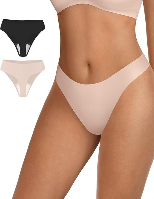 Vertvie Seamless Thongs for Women No Show Thong Panty Liners Invisible Workout Panties Sexy Breathable G-String Underwear