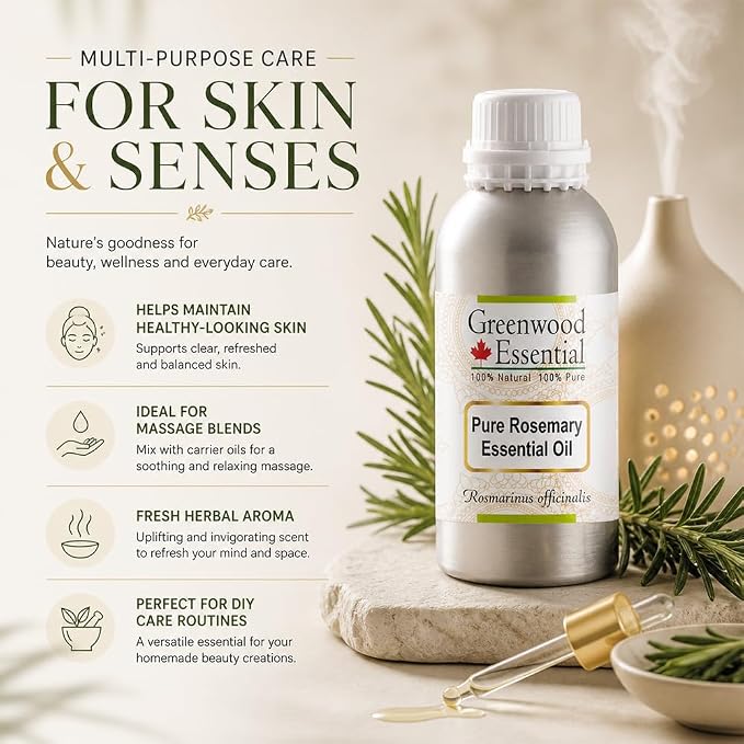 Greenwood Essential Pure Rosemary Essential Oil (Rosmarinus officinalis) Steam Distilled 1250ml (42 oz)