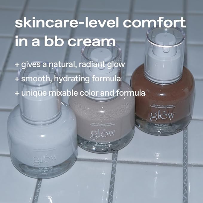 glow breathable blemish balm #brown | deep-coverage bb cream & tinted moisturizer | skincare-like finish with green tea leaf water infusion | healthy radiant non-comedogenic | 1 fl oz