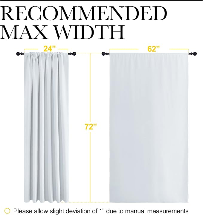 NICETOWN Bedroom Window Curtain Panels - Window Treatment Thermal Insulated Rod Pocket Room Darkening Curtains/Drapes for Patio Door (Greyish White, 2 Panels, 62 in x 72 in (W x L))