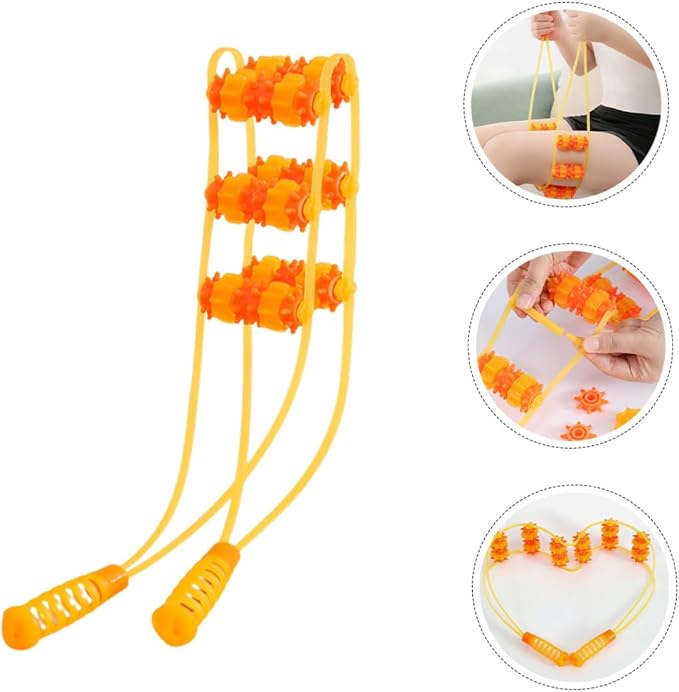 FOMIYES Manual Back Massager Roller Belt with 36 Wheels Hand-Operated Muscle and Spine Massage Tool for Neck Back Leg Full Body Portable Home Office Use