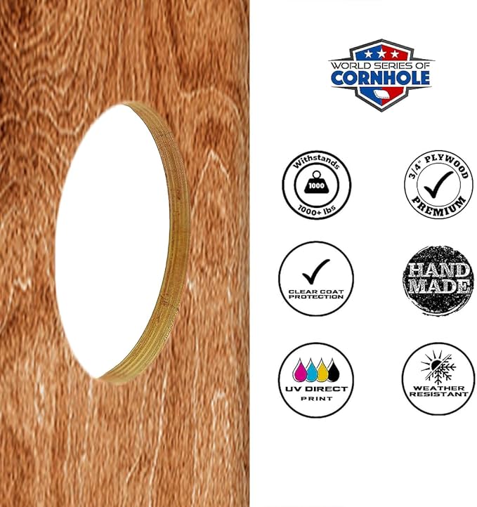 World Series of Cornhole Regulation Size Cornhole Boards - Lightweight & Durable All-Wood Construction | Backyard Bean Bag Toss Set | Outdoor Game for Tailgates & BBQs