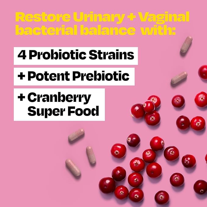 Cystex 3-in-1 Urinary Tract Probiotic for Women - Prebiotic, Probiotic & Cranberry Supplement for UTI & Yeast Infection Support - Vaginal pH Balance & Flora Support - Urinary Health - 30 Capsules