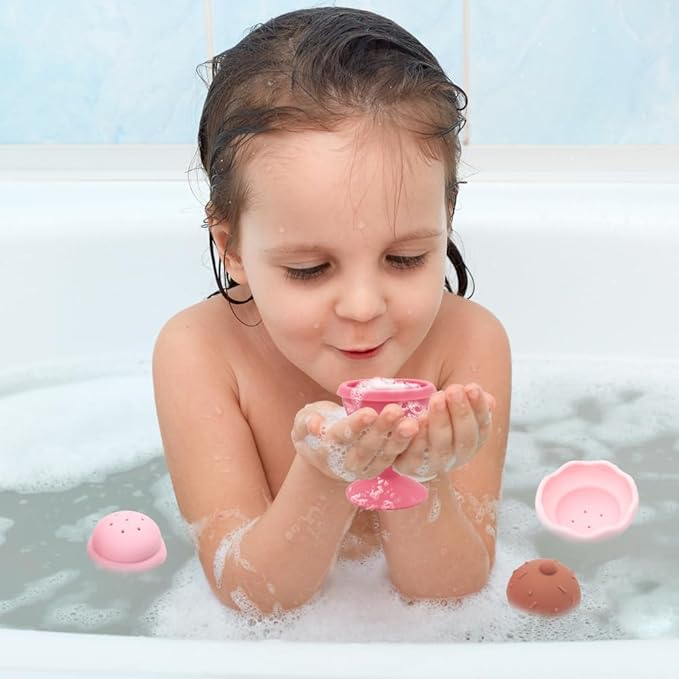 Bath Toys, Silicone Ice Cream Stacking Toy, Baby Bath Toy, Connect, Build, Create - Bathtub Toys