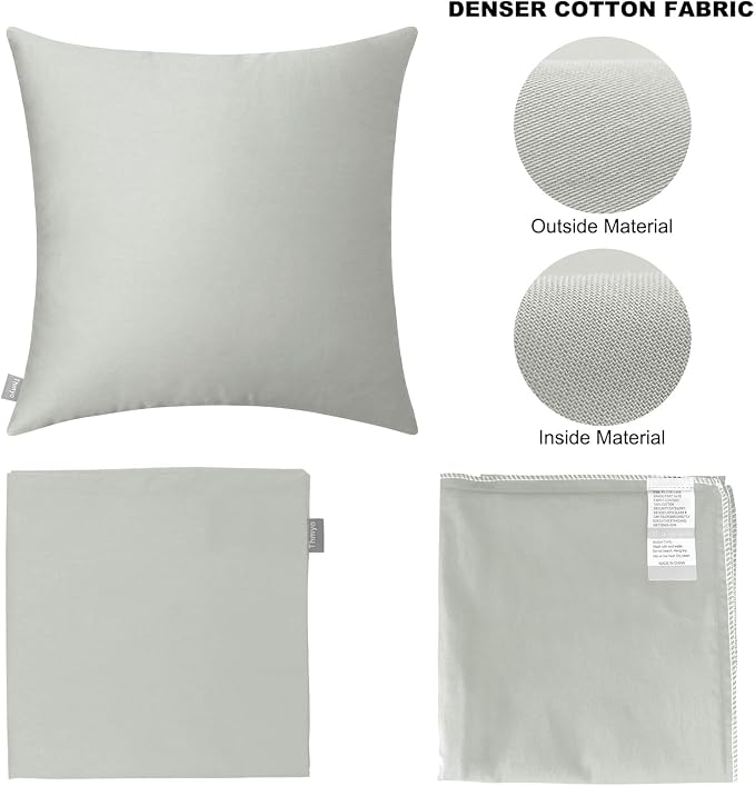 Thmyo 4-Pack 100% Cotton Comfortable Solid Decorative Throw Pillow Case Square Cushion Cover Pillowcase Sublimation Blank Pillow Covers DIY Throw Pillowcase for Sofa Bedroom(26x26 inch/ 66x66cm,Grey)