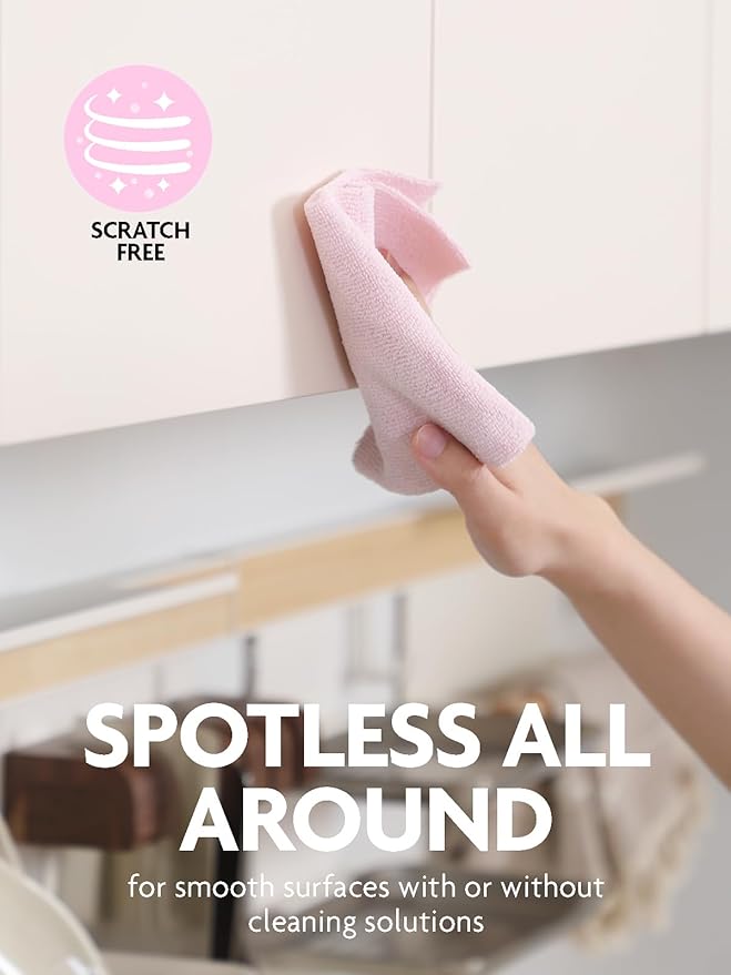 Fantasticlean Kitchen Towels Roll, 80 Sheets, 10'' (Pink,Grayish,Beige,Tan) | Tear-away Dish Towels for Kitchen, Ultra Absorbent, Lint-free, Premium Microfiber Cleaning Cloths, for All-Purpose Cleaning