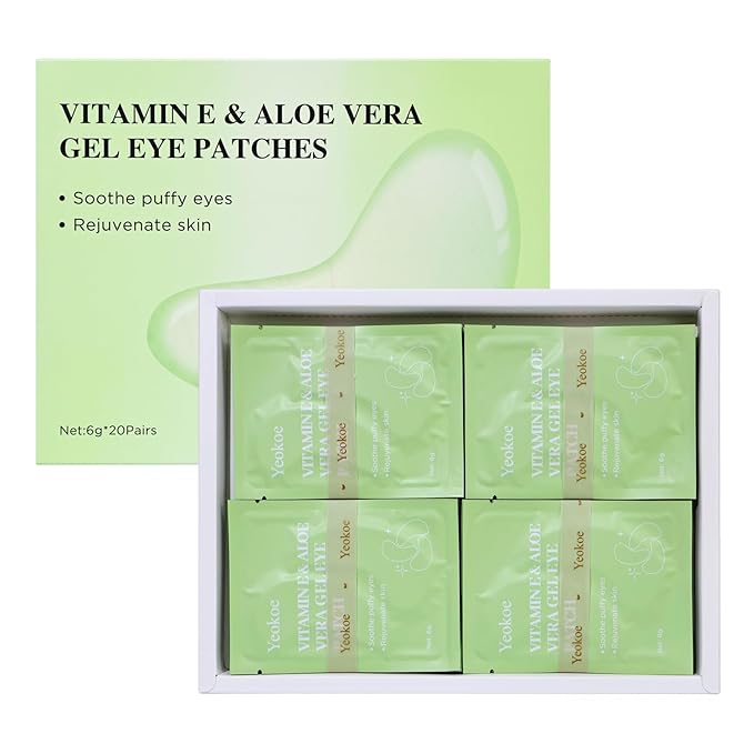 Yeokoe Under Eye Patches for Dark Circles,Puffy Eyes,20 Pairs Face Masks SkinCare With Vitamin E and Aloe Vera Gel for Rejuvenate