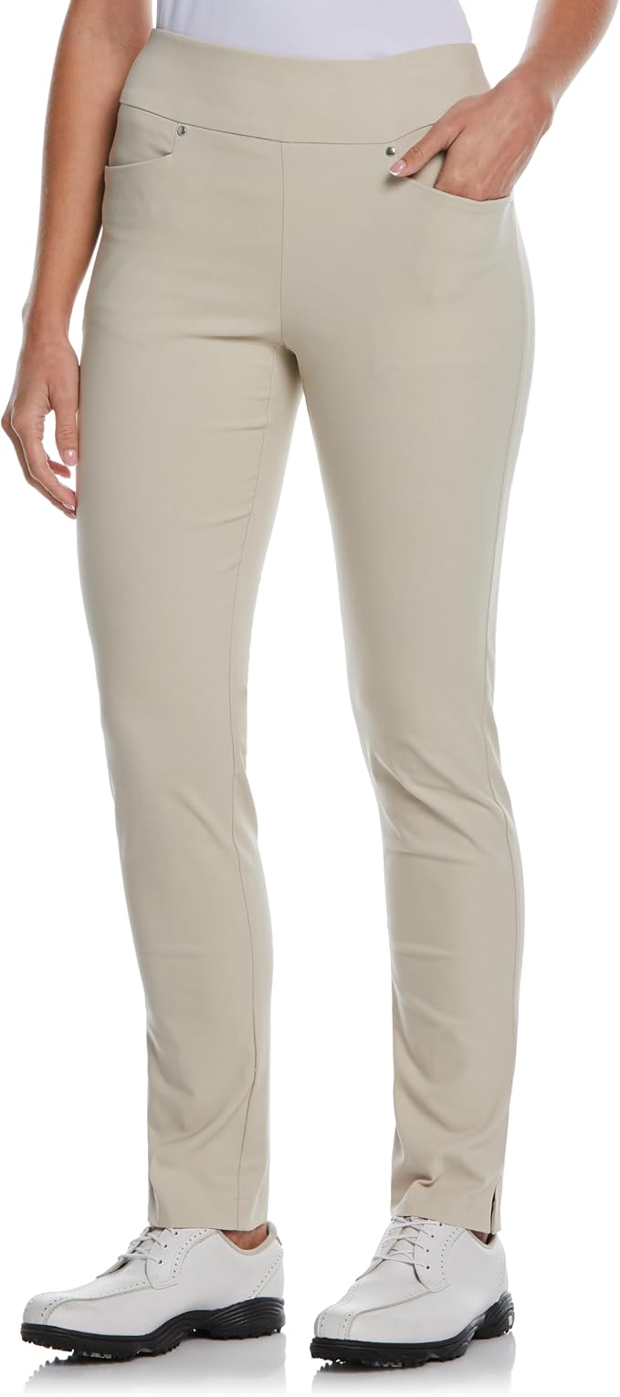 PGA Tour Women's Stretch Golf Pants with Pull-on Waist, 31" & 32" Inseams, Tummy Control, Moisture-Wicking, Sun Protection