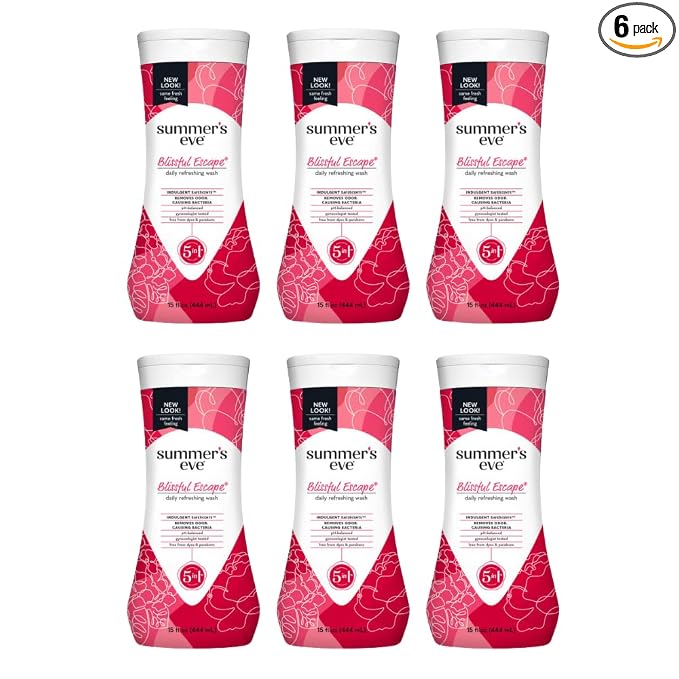 Summer's Eve Blissful Escape Daily Refreshing Feminine Wash, Removes Odor, pH balanced, 15 fl oz. (Pack of 6)