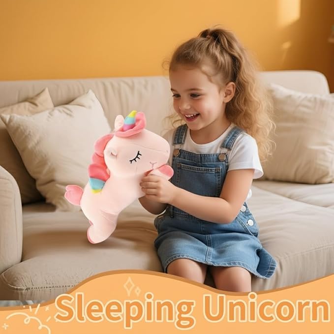 Sleeping Unicorn Stuffed Animal, 12 Inches Unicorn Plush Toys for Girls Women Girlfriend, Pink Soft Plush Hugging Pillow, Cute Lovely Stuffed Animal Cuddle Toy Gifts for Valentine Christmas Birthday