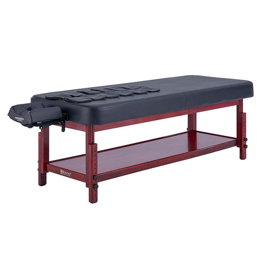 Master Massage 30”AirMaster-II with Airwave Full Body Stretching Portable Massage Table with Airbags 3D Lumbar Traction for Professional & Home Use Chiropractic Table (Black with Mahogany color frame)