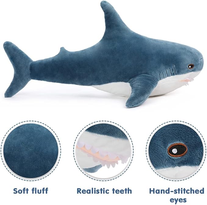 MorisMos Giant Shark Stuffed Animal 40 Inch Shark Plush Toys, Soft Plush Shark Hugging Pillow for Kids
