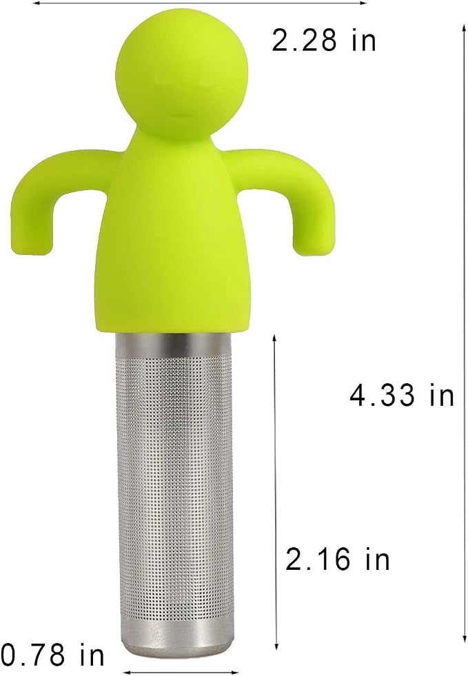 Tea Infuser for Loose Tea Extra Fine Mesh Tea Steeper with Cute Design Tea Strainer Ball with Silicone Handle for Tea Cup Mug, Stainless steel Green