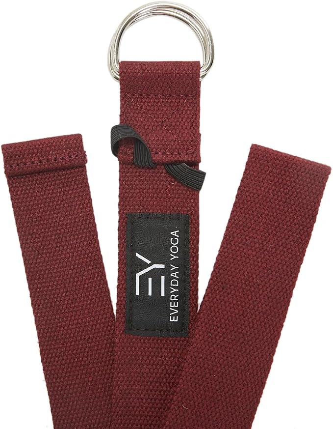 Everyday Yoga Strap with Metal D-Ring - Durable Stretching Strap for Yoga, Pilates, Flexibility & Physical Therapy (6ft, 8ft, 10ft)