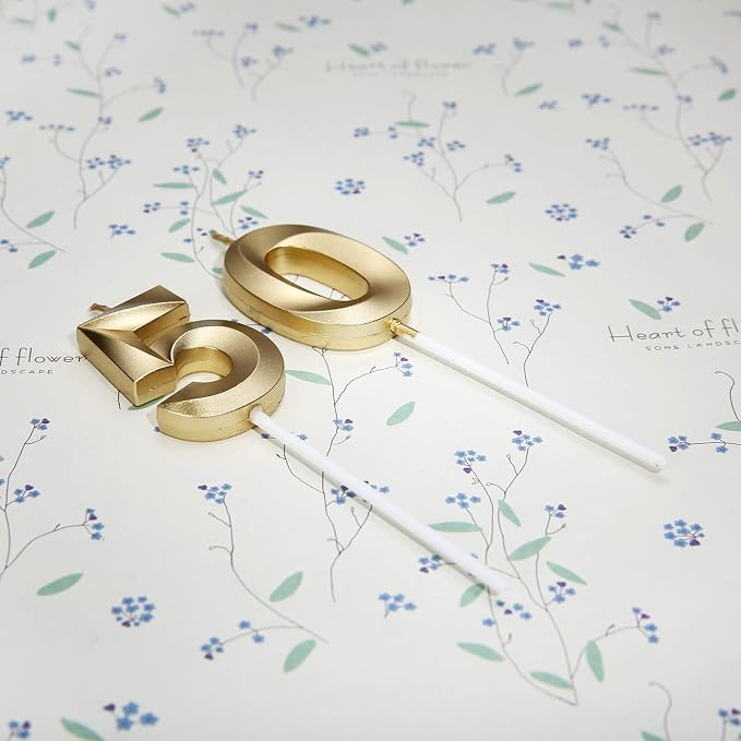 50th Birthday Candles,Gold Number 50 Cake Topper for Birthday Decorations Party Decoration